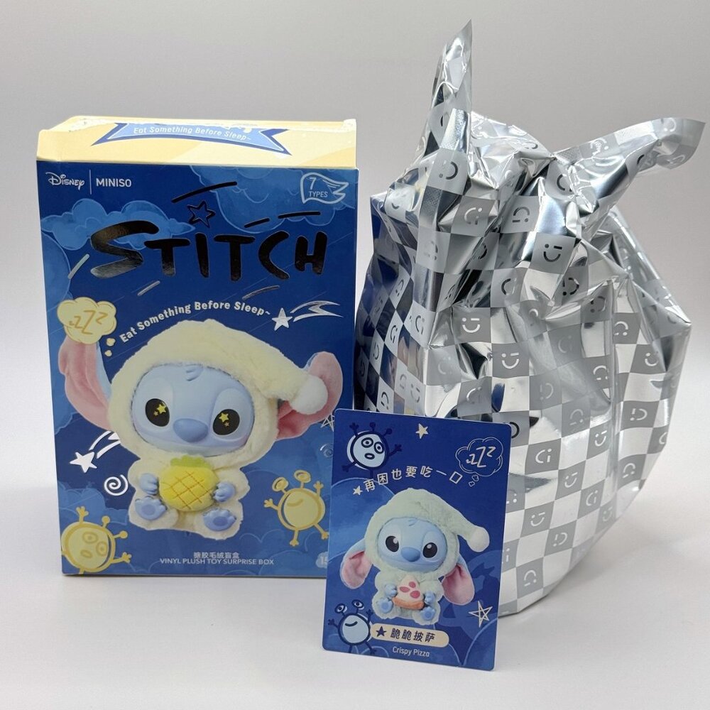 MINISO x Disney Stitch Eat Something Before Sleep Vinyl Plush - Crispy Pizza